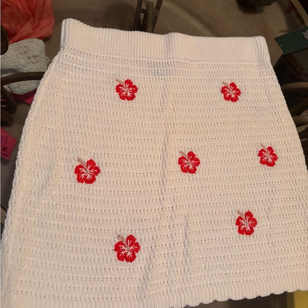Wild Fable Cream A-Line Mini Skirt Ribbed Casual